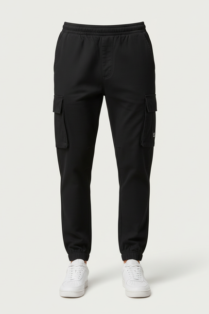 Pantalon Cargo Noir Décontracté Coton Homme Multipoches - vue 3