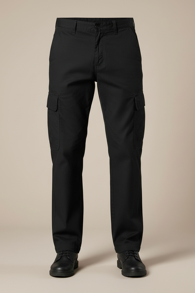 Pantalon Cargo Noir Coton Multipoches Ample Décontracté Homme - vue 3