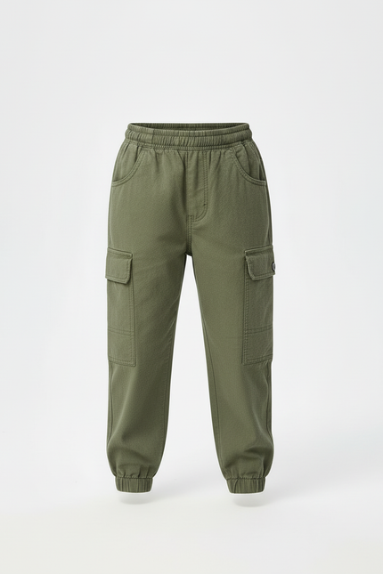 Pantalon Cargo Vert Kaki Coton Jogger Enfant - vue 3