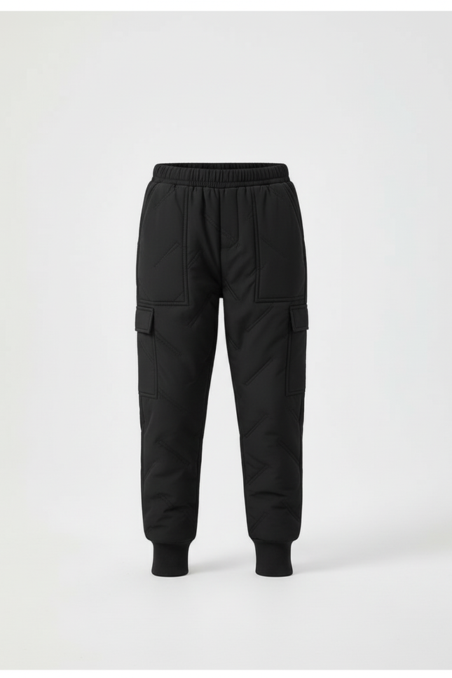 Pantalon Cargo Noir Matelassé Imperméable Enfant - Polyester - vue 3