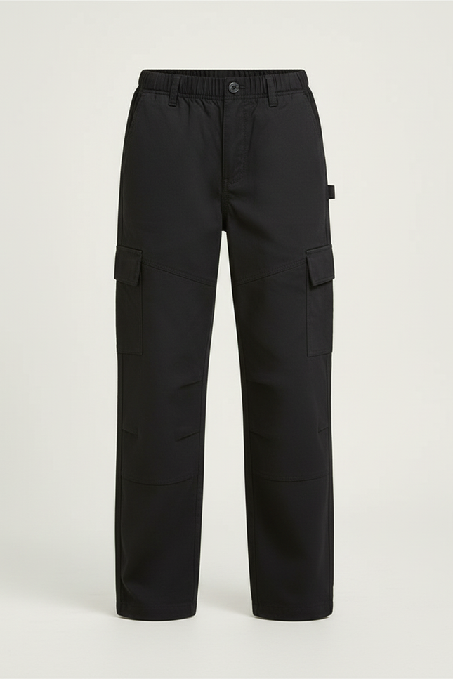 Pantalon Cargo Noir Décontracté Ample Enfant Coton - vue 3