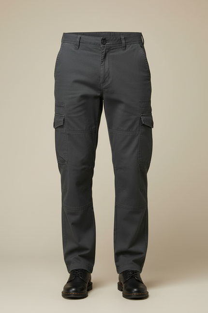 Pantalon Cargo Homme Anthracite Droit Toile - Gris - vue 3