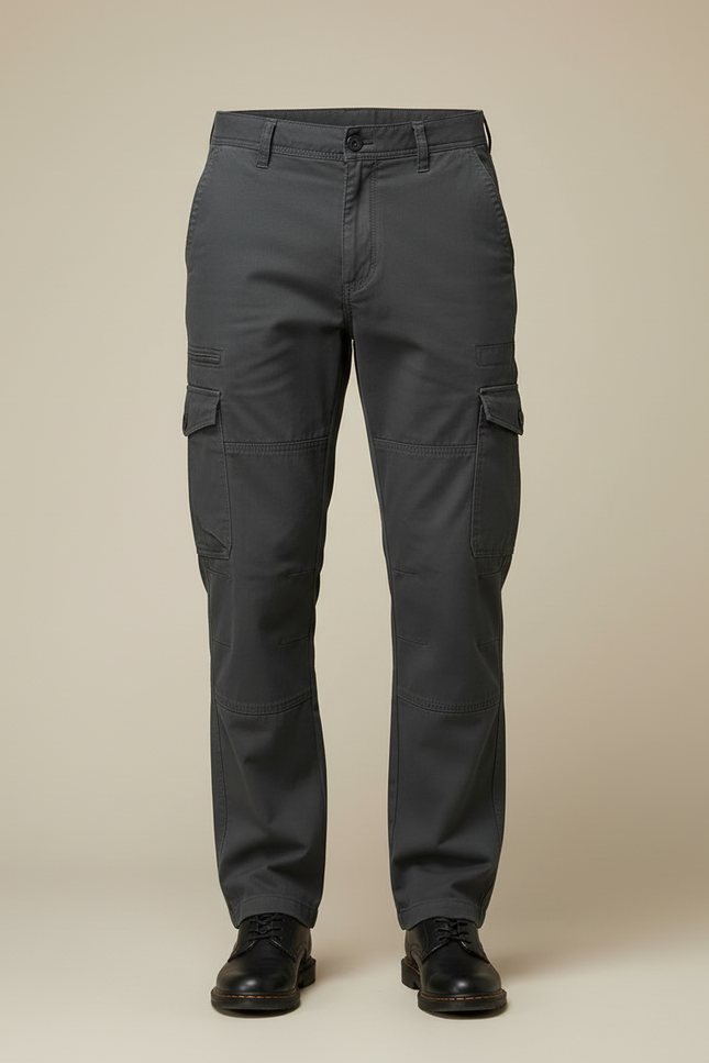 Pantalon Cargo Homme Anthracite Droit Toile - Gris - vue 3