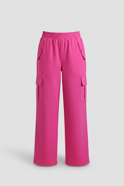 Pantalon Cargo Fuchsia Ample Fluide Fille - Rose Polyester - vue 3