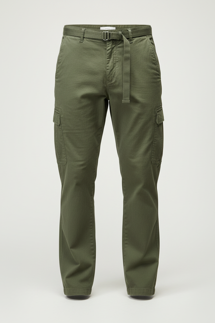 Pantalon Cargo Vert Militaire Coton Décontracté Homme - Kaki - vue 3