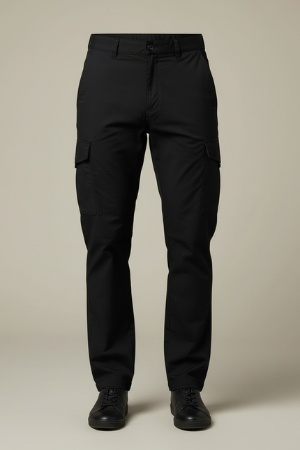 Pantalon Cargo Noir Slim Multipoches Urbain Homme - Gabardine - vue 3