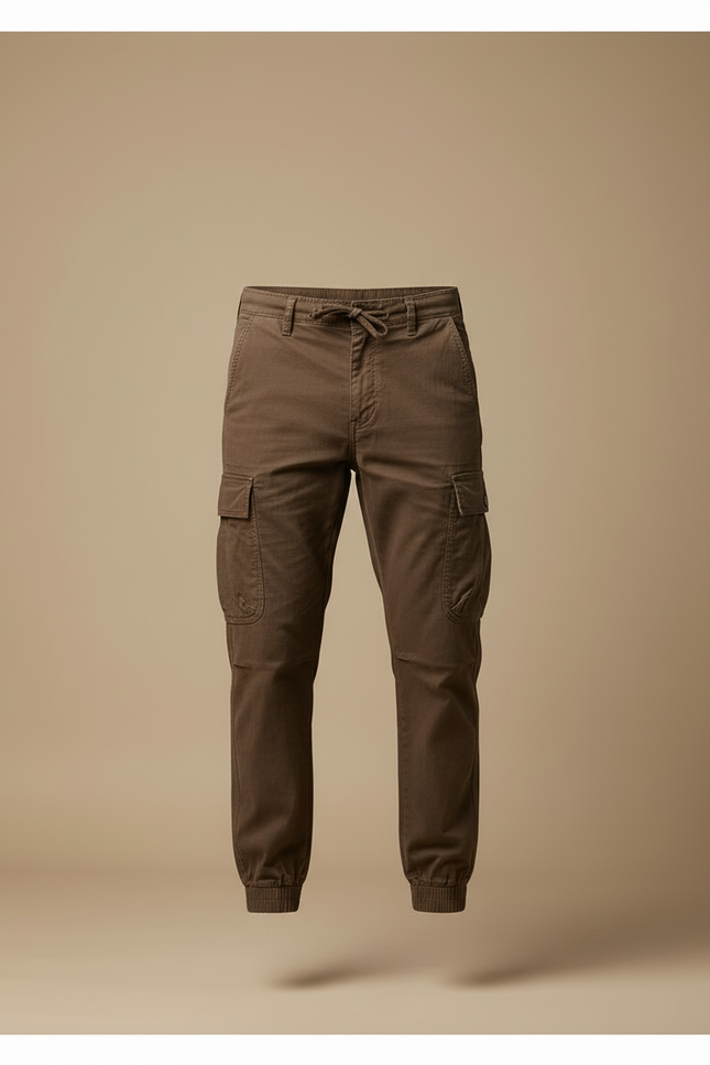 Pantalon Cargo Marron Coton Multipoches Décontracté Homme - vue 3