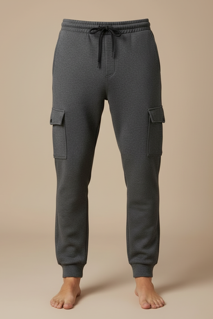 Pantalon Cargo Molleton Gris Homme Confortable Jogger - vue 3