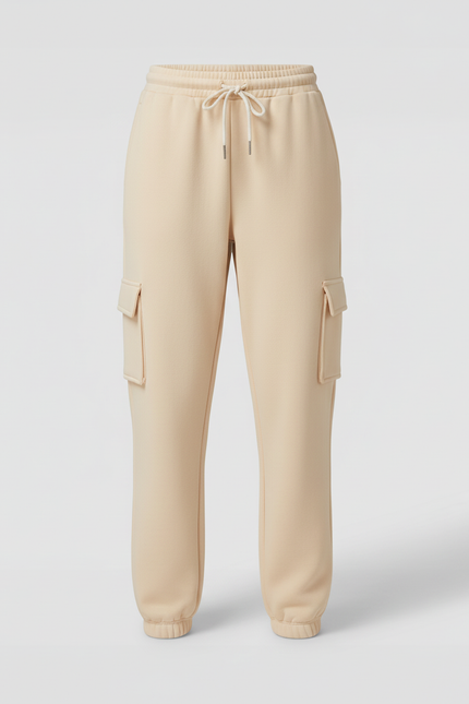 Pantalon Cargo Beige Ample Molletonné Poches Femme - vue 3