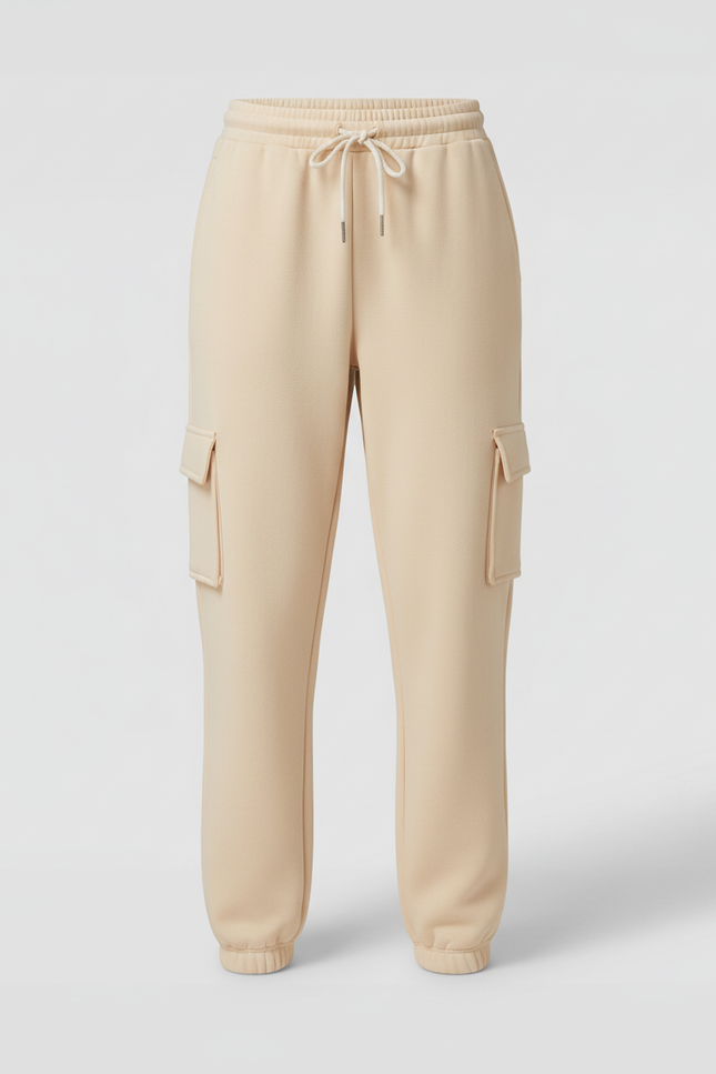 Pantalon Cargo Beige Ample Molletonné Poches Femme - vue 3