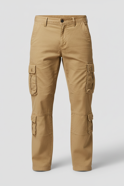 Pantalon Cargo Kaki Homme Ample Multipoches Décontracté - Toile - vue 3