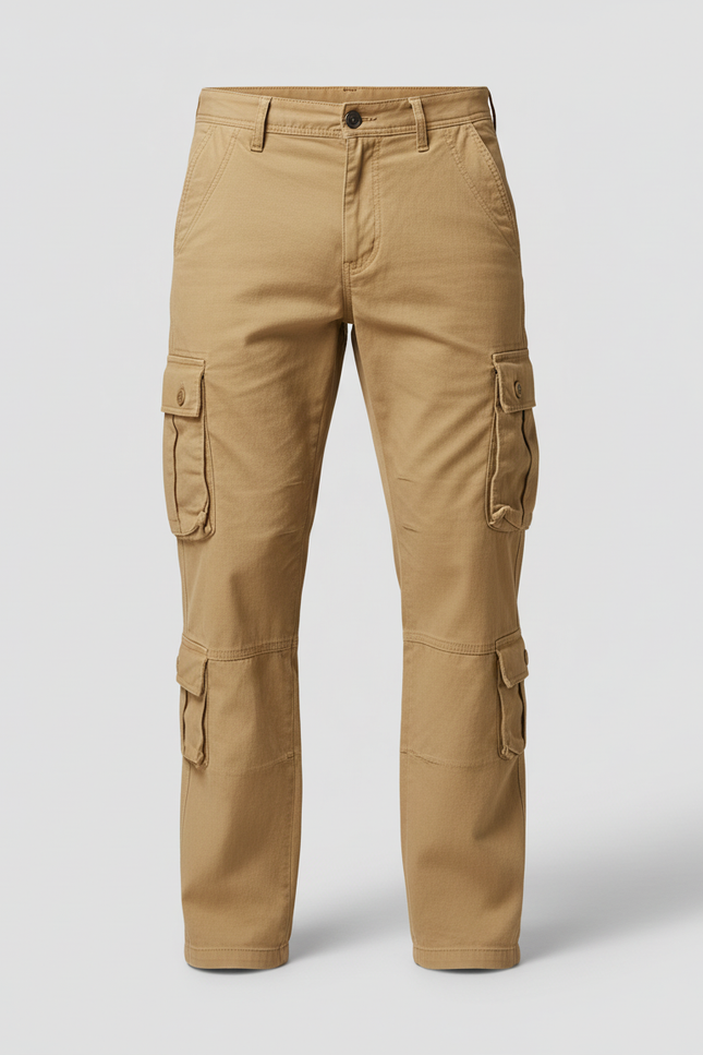 Pantalon Cargo Kaki Homme Ample Multipoches Décontracté - Toile - vue 3