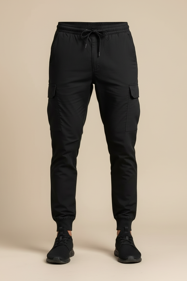 Pantalon Cargo Noir Cordon Ample Homme - Polyester - vue 3
