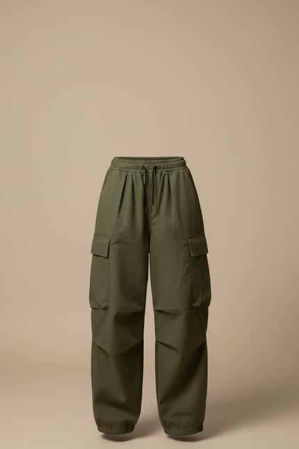 Pantalon Cargo Kaki Ample Décontracté Poches Femme - Toile - vue 3