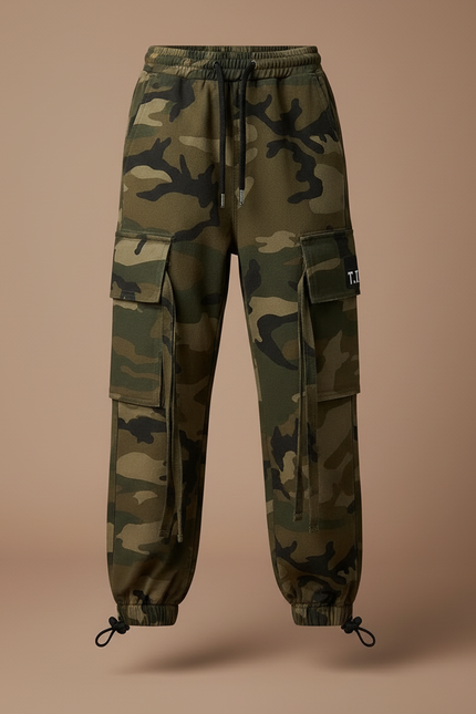 Pantalon Cargo Camouflage Ample Enfant Poches Multiples - Imprimé Molleton - vue 3
