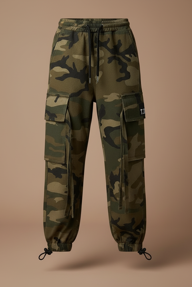 Pantalon Cargo Camouflage Ample Enfant Poches Multiples - Imprimé Molleton - vue 3
