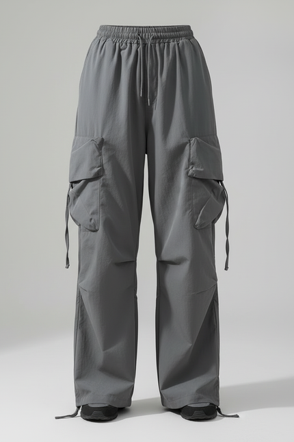 Pantalon Cargo Gris Ample Fluide Casual Femme - Polyester - vue 3