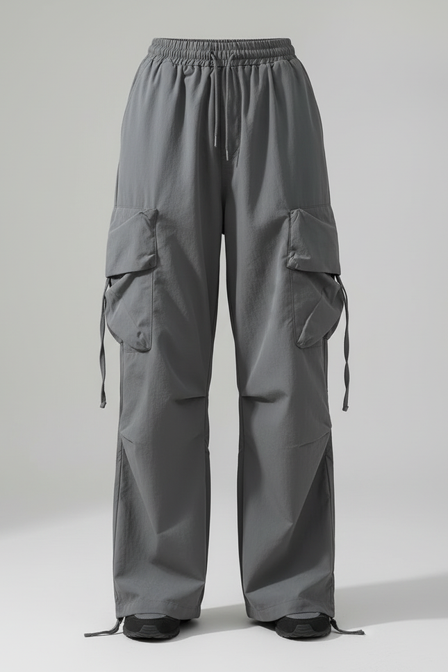 Pantalon Cargo Gris Ample Fluide Casual Femme - Polyester - vue 3