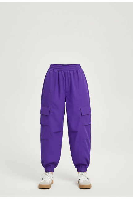 Pantalon Cargo Ample Violet Poches Latérales Fille - Polyester - vue 3