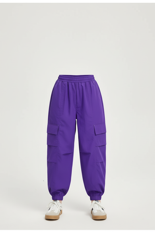Pantalon Cargo Ample Violet Poches Latérales Fille - Polyester - vue 3