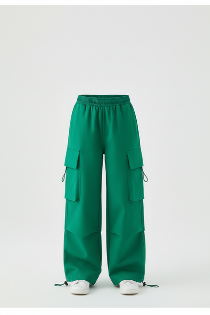 Pantalon Cargo Vert Ample Multipoches Streetwear Enfant - Polyester - vue 3