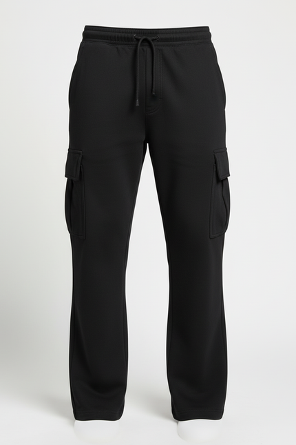 Pantalon Cargo Noir Décontracté Ample Multi-Poches Homme - Molleton - vue 3