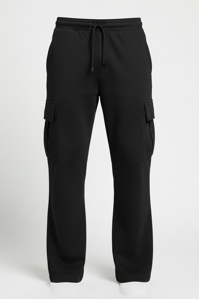 Pantalon Cargo Noir Décontracté Ample Multi-Poches Homme - Molleton - vue 3