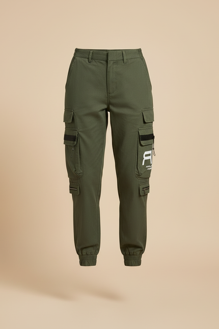 Pantalon Cargo Kaki Ample Multi-Poches Imprimé Femme - Toile - vue 3