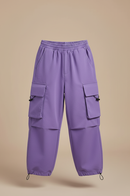 Pantalon Cargo Violet Ample Poches Fille Enfant - Molleton - vue 3