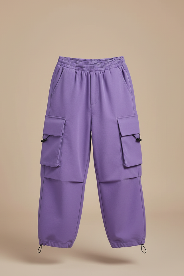 Pantalon Cargo Violet Ample Poches Fille Enfant - Molleton - vue 3
