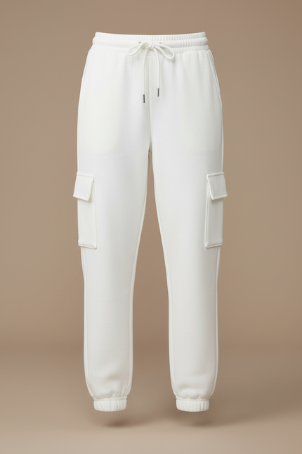 Pantalon Cargo Blanc Molletonné Décontracté Femme - vue 3