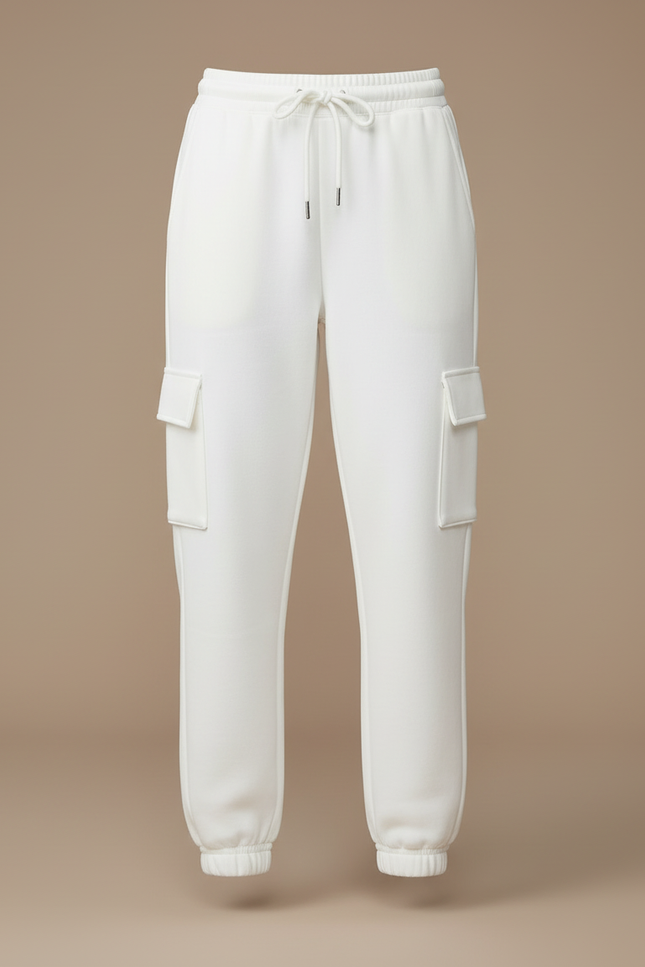 Pantalon Cargo Blanc Molletonné Décontracté Femme - vue 3