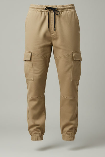 Pantalon Cargo Beige Coton Multipoches Homme Jogger - vue 3