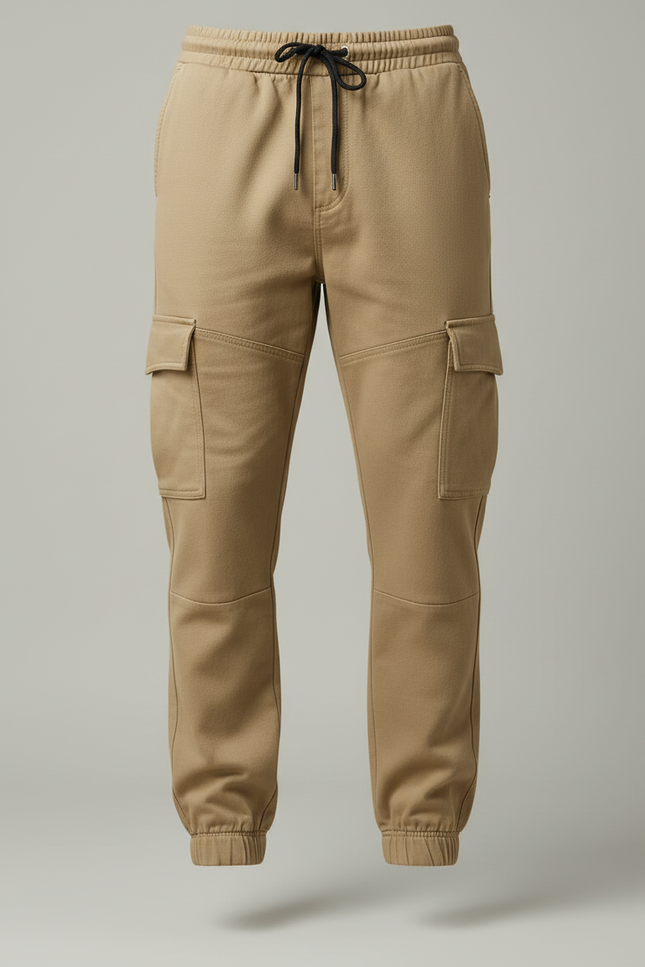 Pantalon Cargo Beige Coton Multipoches Homme Jogger - vue 3