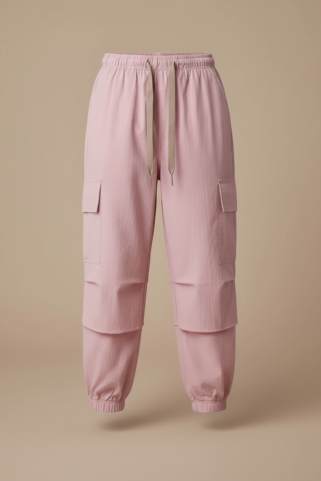 Pantalon Cargo Rose Ample Décontracté Jogger Fille - Polyester - vue 3