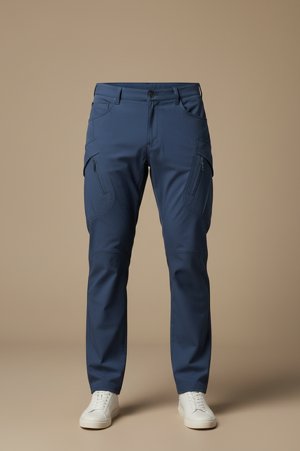 Pantalon Cargo Bleu Marine Stretch Homme Décontracté - Polyester - vue 3