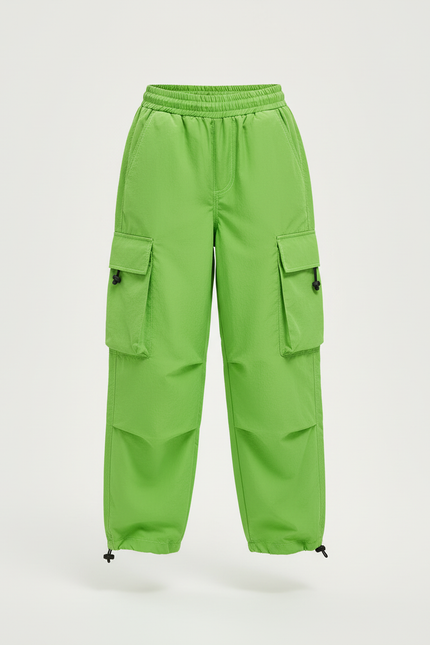 Pantalon Cargo Vert Vif Ample Poches Enfants - Polyester - vue 3