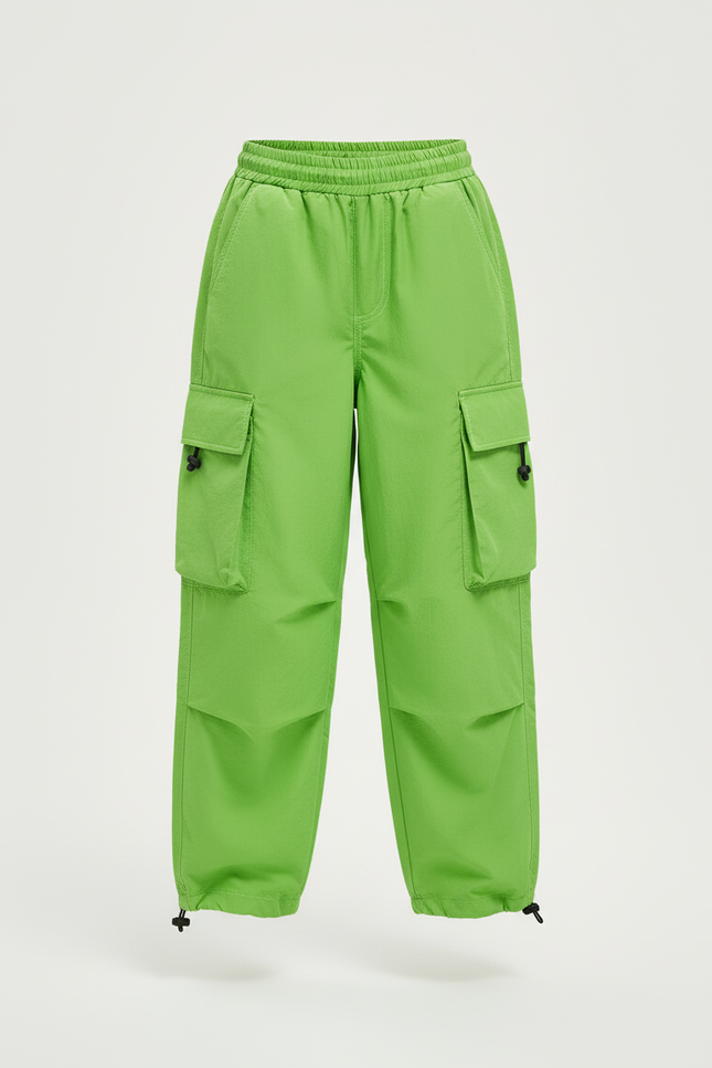 Pantalon Cargo Vert Vif Ample Poches Enfants - Polyester - vue 3