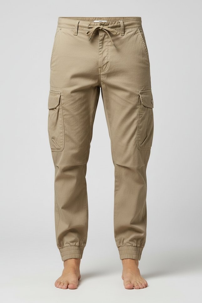 Pantalon Cargo Homme Beige Coton Multipoches Décontracté Jogger - vue 3