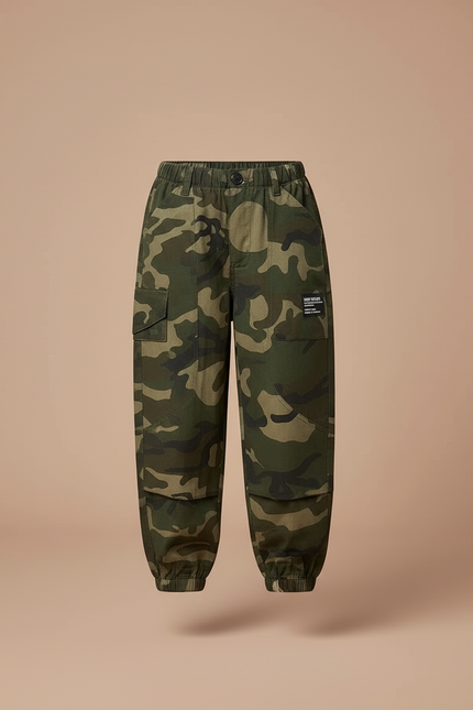 Pantalon Cargo Camouflage Coton Ample Enfant - Vert - vue 3