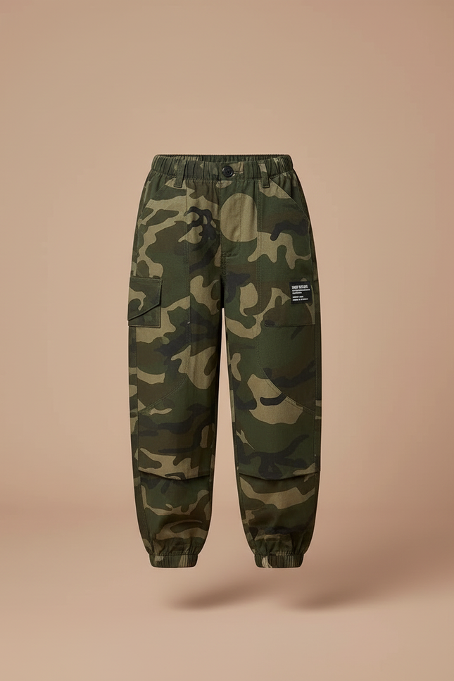 Pantalon Cargo Camouflage Coton Ample Enfant - Vert - vue 3