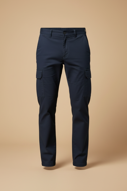 Pantalon Cargo Homme Bleu Marine Coton Décontracté Slim - vue 3