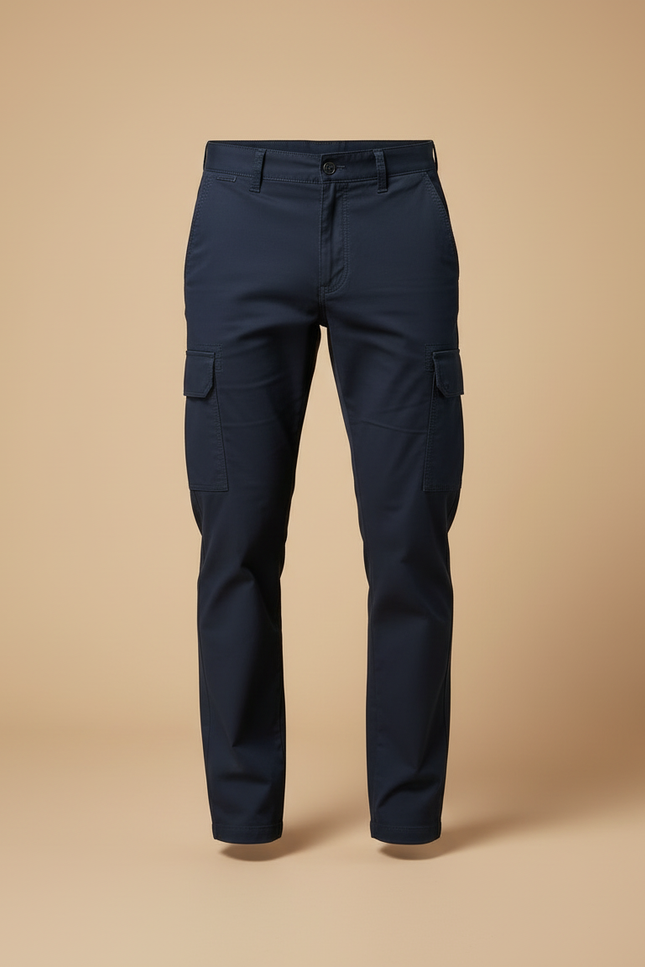 Pantalon Cargo Homme Bleu Marine Coton Décontracté Slim - vue 3