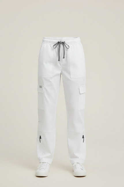 Pantalon Cargo Blanc Cordon Multi-Poches Enfant - Gabardine - vue 3
