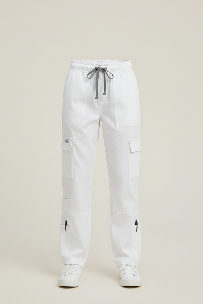 Pantalon Cargo Blanc Cordon Multi-Poches Enfant - Gabardine - vue 3