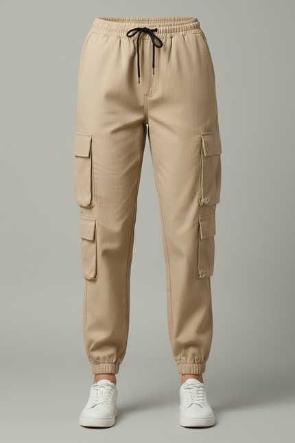 Pantalon Cargo Beige Décontracté Multipoches Femme - Toile - vue 3