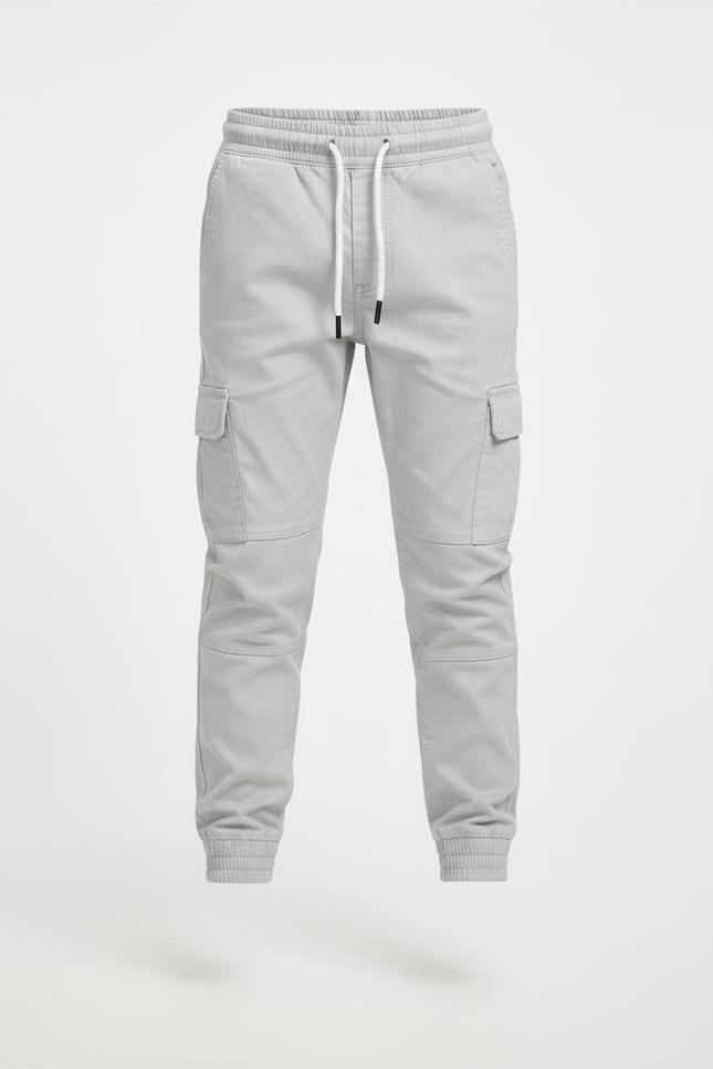 Pantalon Cargo Gris Clair Cordon Élastique Garçon - Toile - vue 3