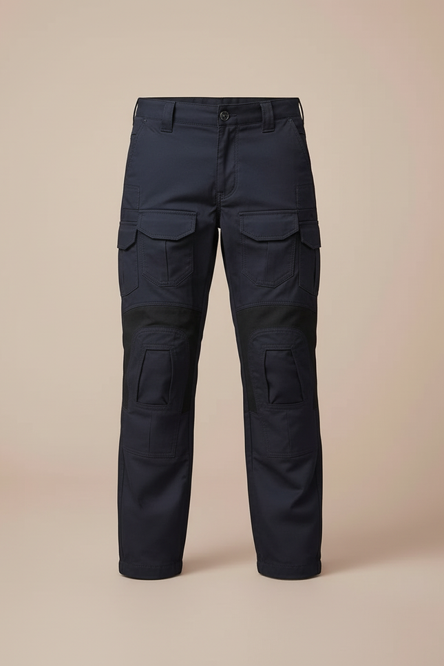 Pantalon Cargo Bleu Marine Enfant Tactique Renforcé - Gabardine - vue 3