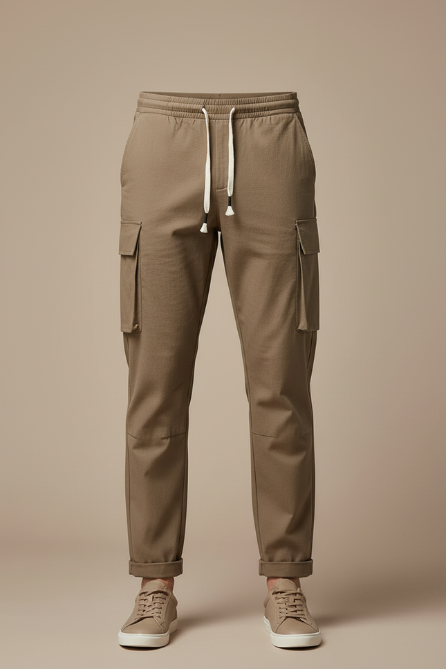 Pantalon Cargo Kaki Droit Décontracté Multipoches Coton - vue 3