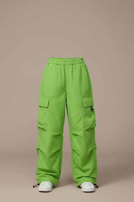 Pantalon Cargo Vert Ample Multipoches Fille Streetwear - Polyester - vue 3